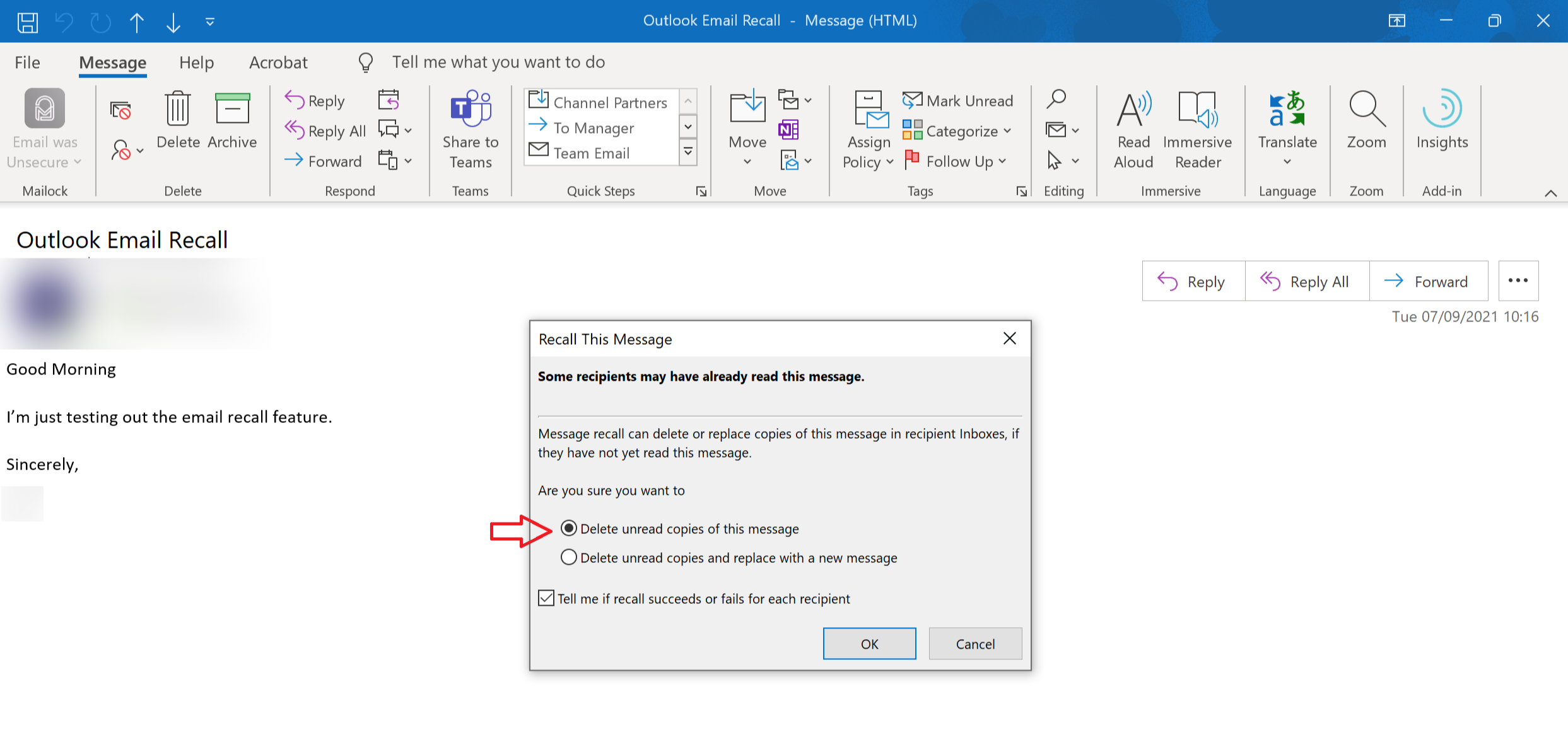 How To Recall An Email In Outlook